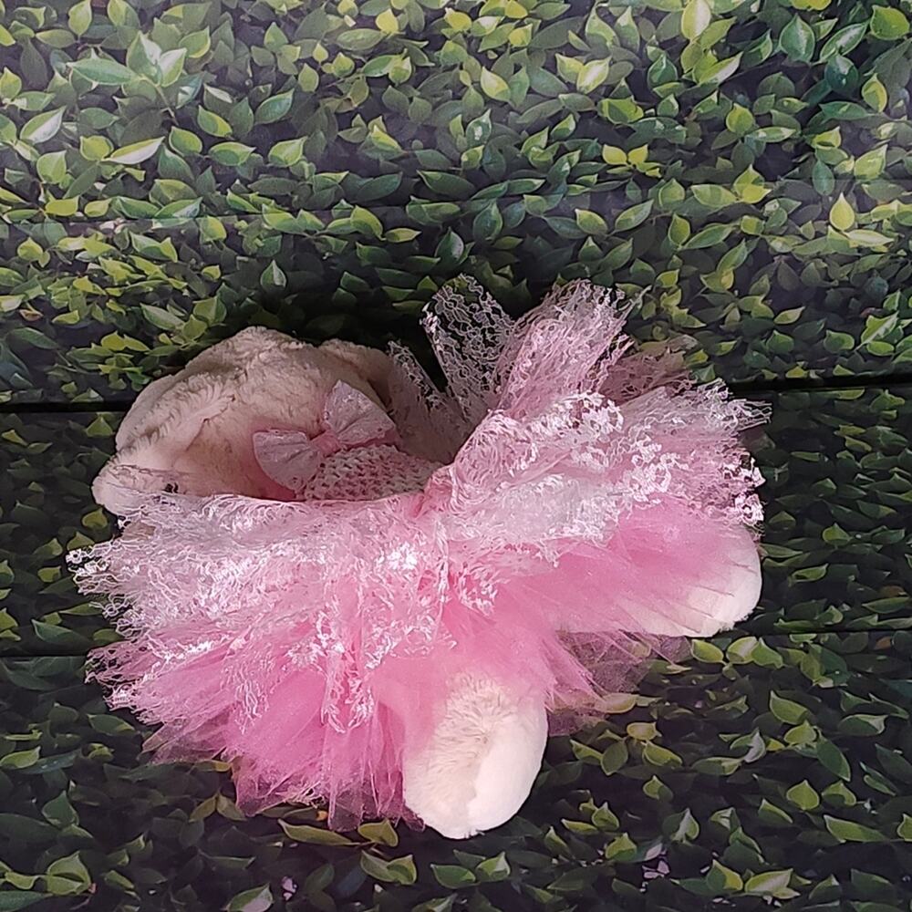 Handmade Puppy Tutu Dress – Pink White – Lace Bow – Small Dog – OOAK - Picture 6 of 15